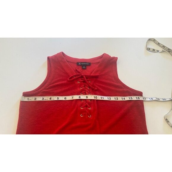 INC International Concept Linen Blend Lace Tie-Up Tank Top, Red,  Womens P/S - Picture 5 of 9